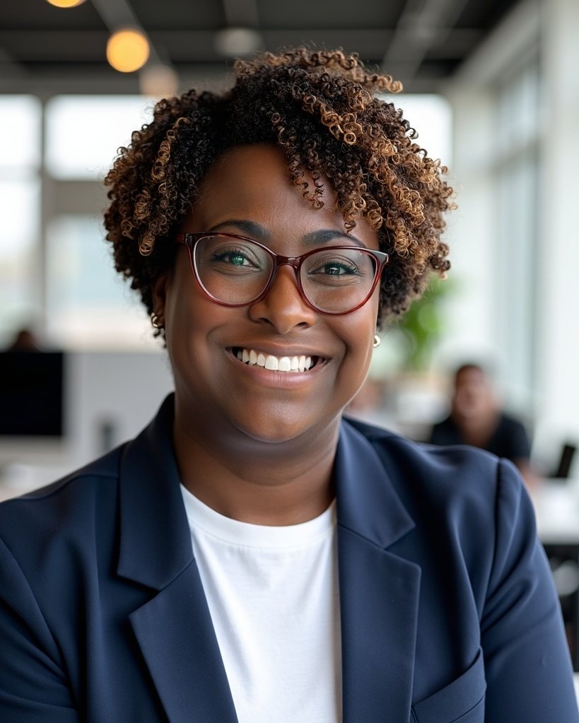 Ericka DeBruce, founder of EDB Consulting, smiling in an open office